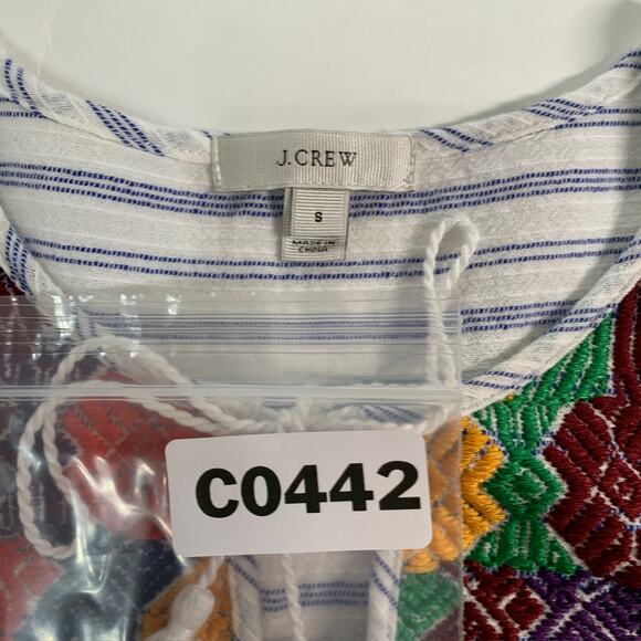 J Crew S Womens Embroidered Striped Tunic Top Dress Breathable 100% Cotton - Picture 3 of 8